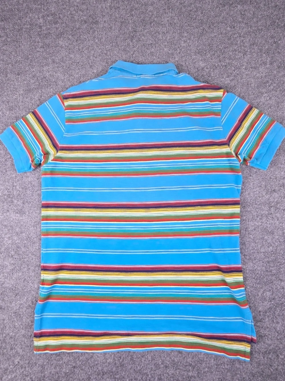 Vintage Polo Ralph Lauren Striped Polo Shirt Size L Turquoise Multicolor 90s